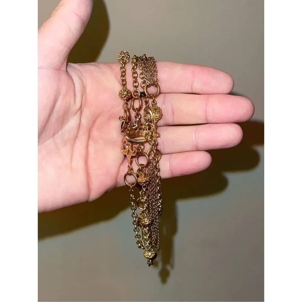 ⭐ NWT Women's Multi-Layered Gold Chain Charms & Gemstones Necklace 42in